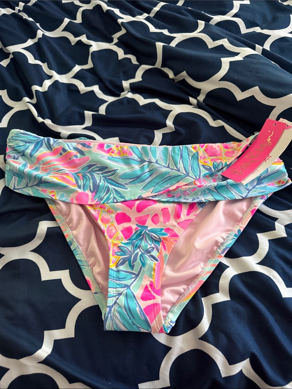 Kids Tropical Print Bikini Bottoms - Pink & Aqua